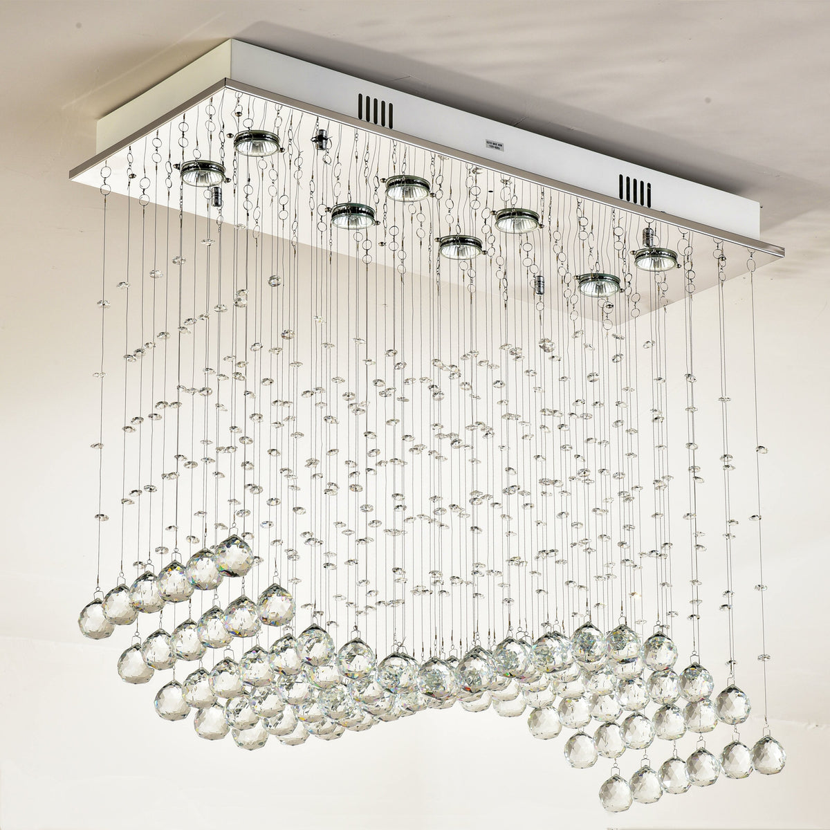 SEFINN FOUR 8-Light Modern Rectangular Crystal Chandelier Celiling Lig