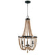 SEFINN FOUR 3-Light Wooden Beaded Farmhouse Ceiling Pendant Light Fixture for Dinning Room Kitchen Living Room