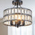Modern 12.6 in. 4-Light Round Black Drum Semi Flush Mount Ceiling Light with Clear Crystal Glass With No Bulbs Included