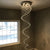 Spiral Design 6 Light Chandeliers with Crystal Accents for High Ceilings, Foyer, Entryway, Staircase, 87" High, Silver