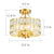 Modern 12.6 in. 4-Light Round Gold Drum Semi Flush Mount Ceiling Light with Clear Crystal Glass With No Bulbs Included