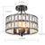 Modern 12.6 in. 4-Light Round Black Drum Semi Flush Mount Ceiling Light with Clear Crystal Glass With No Bulbs Included