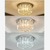 SEFINN FOUR Flush Mount Ceiling Chandelier, K9 Crystal Raindrop Light, Modern Dimmable Light Fixture, for Bed Room, Living Room, Bathroom, 20" Wide, Silver