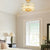 Modern 12.6 in. 4-Light Round Gold Drum Semi Flush Mount Ceiling Light with Clear Crystal Glass With No Bulbs Included