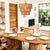 Boho 1-Light Hand-Woven Rattan Round Pendant Brass Chandelier for Kitchen Island, Living Room, with No Bulbs Included