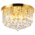 Sefinn Four Flush Mount Light Fixture with K9 Crystal Accents, Crystal Raindrop Dimmable Ceiling Light for Bedroom, Living Room, Dining Room, 20-in Wide, Gold Finish