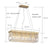 Sefinn Four Modern Rectangle K9 Crystal Chandelier, Height Adjustable Pendant Light Fixture for Dining Room Living Room Kitchen Island,Wide 29-inch, Gold Finish
