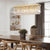 Sefinn Four Modern Rectangle K9 Crystal Chandelier, Height Adjustable Pendant Light Fixture for Dining Room Living Room Kitchen Island,Wide 29-inch, Gold Finish