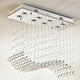 SEFINN FOUR 8-Light Modern Rectangular Crystal Chandelier Celiling Light Wave Raindrop Pendant Flush Mount Light Fixture for Dining Room Living Room