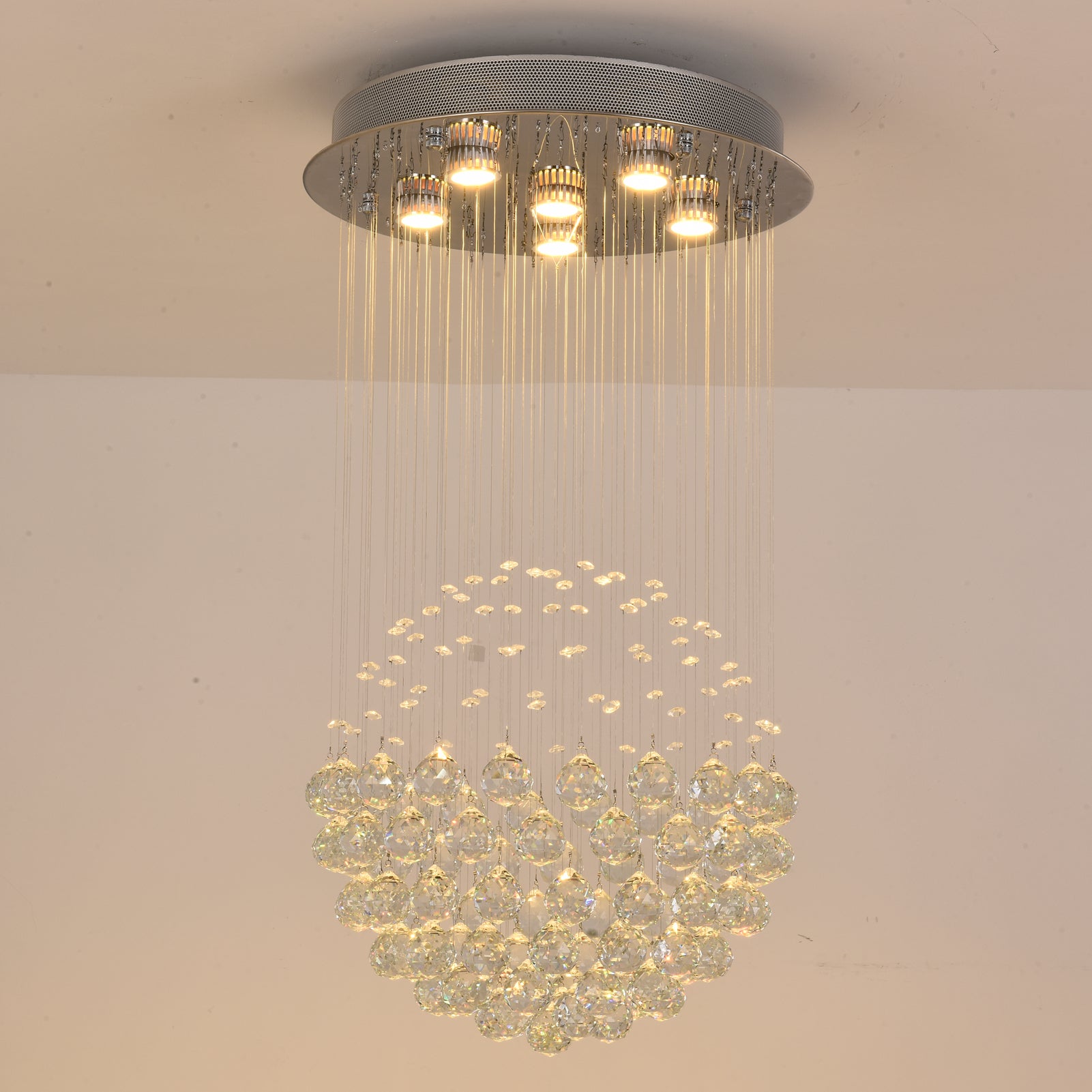 Chandelier Light, Chandelier, Pastoral K9 Crystal Hang Lighting Ceiling Light Children's Room 6 Arms Creative Button Colourful Chandeliers(Macarone 8 Head,73 * 60cm - View #5