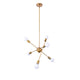 SEFINN FOUR Sputnik Chandelier, Satellite Style Lights, Modern Farmhouse Brushed Brass Chandelier, Flush Mount Fixture