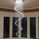 Spiral Design 6 Light Chandeliers with Crystal Accents for High Ceilings, Foyer, Entryway, Staircase, 87" High, Silver